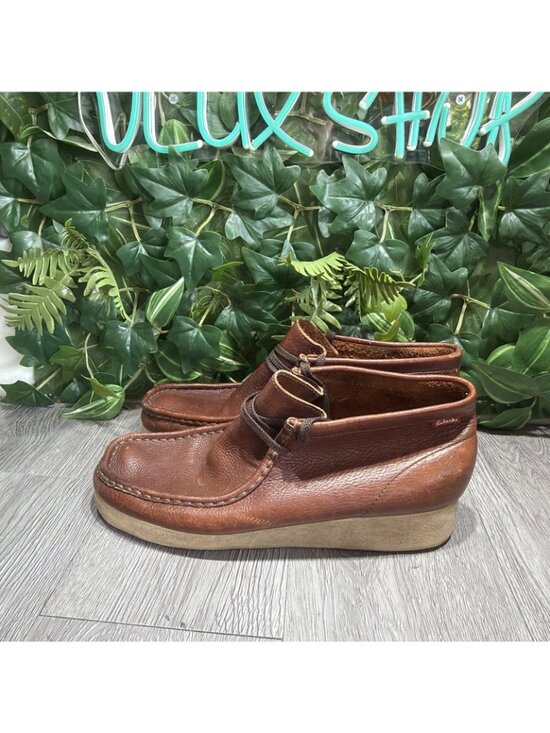 Vintage Clarks Wallabees High Boots Brown Leather Size 10 M Y2K
